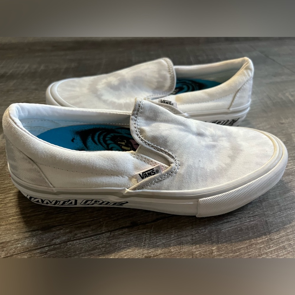 Vans x Santa Cruz Skate Slip-On White Skate Shoes